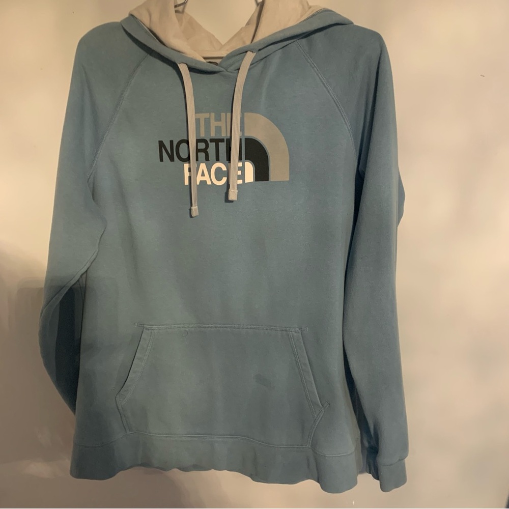 The North Face Light Blue Hoodie with Logo